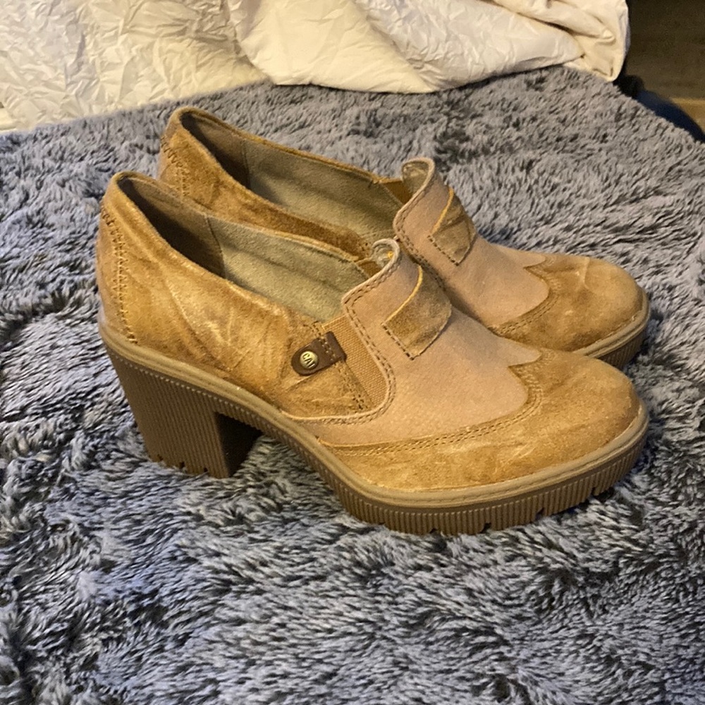 CAT Caterpillar Jayla Chunky Block Heel Leather Shoes - Size Women’s US 7 MINT